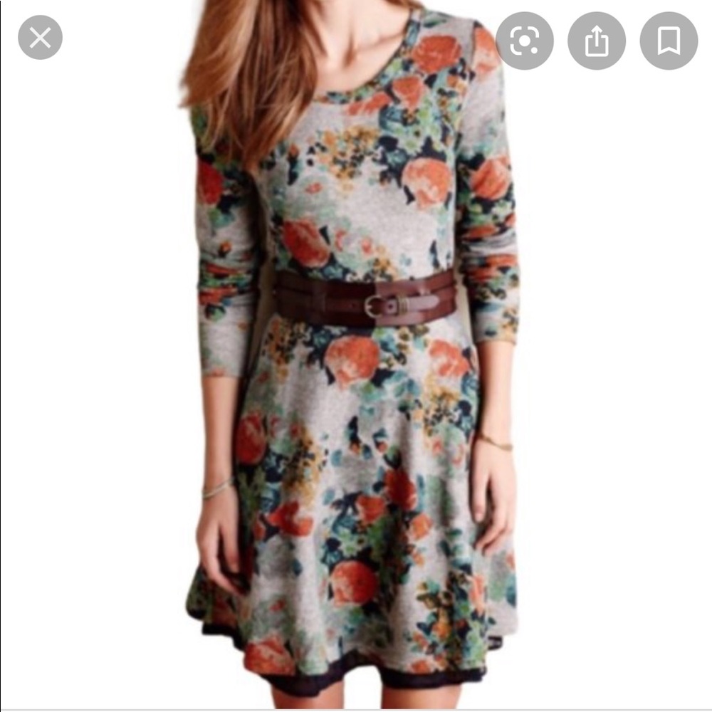 Anthropologie long sleeve floral dress